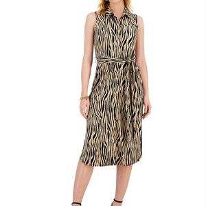 INC Shirtdress Sleeveless Zebra Print Dress Size Medium NWT